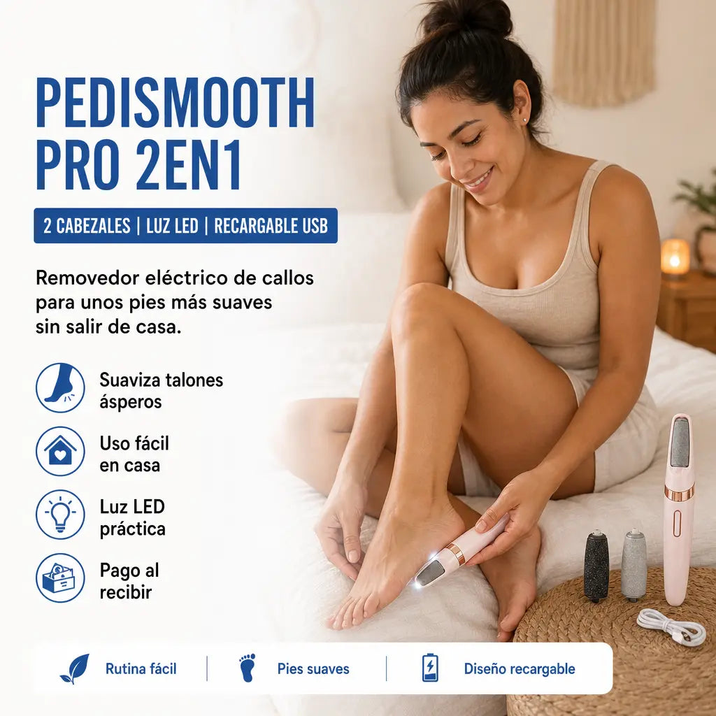 Removedor Eléctrico de Callos PediSmooth Pro 2en1 con 2 Cabezales, Luz LED y Recarga USB para Pies Suaves en Minutos | Pago al Recibir Honduras