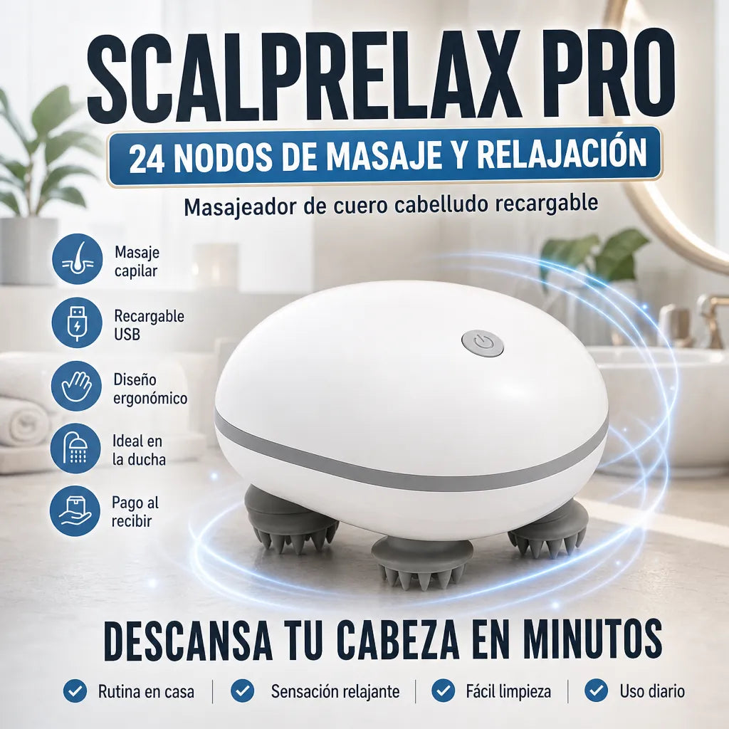 | Masajeador de Cuero Cabelludo | ScalpRelax Pro 24 Nodos de Masaje | Recargable | Pago al Recibir Honduras
