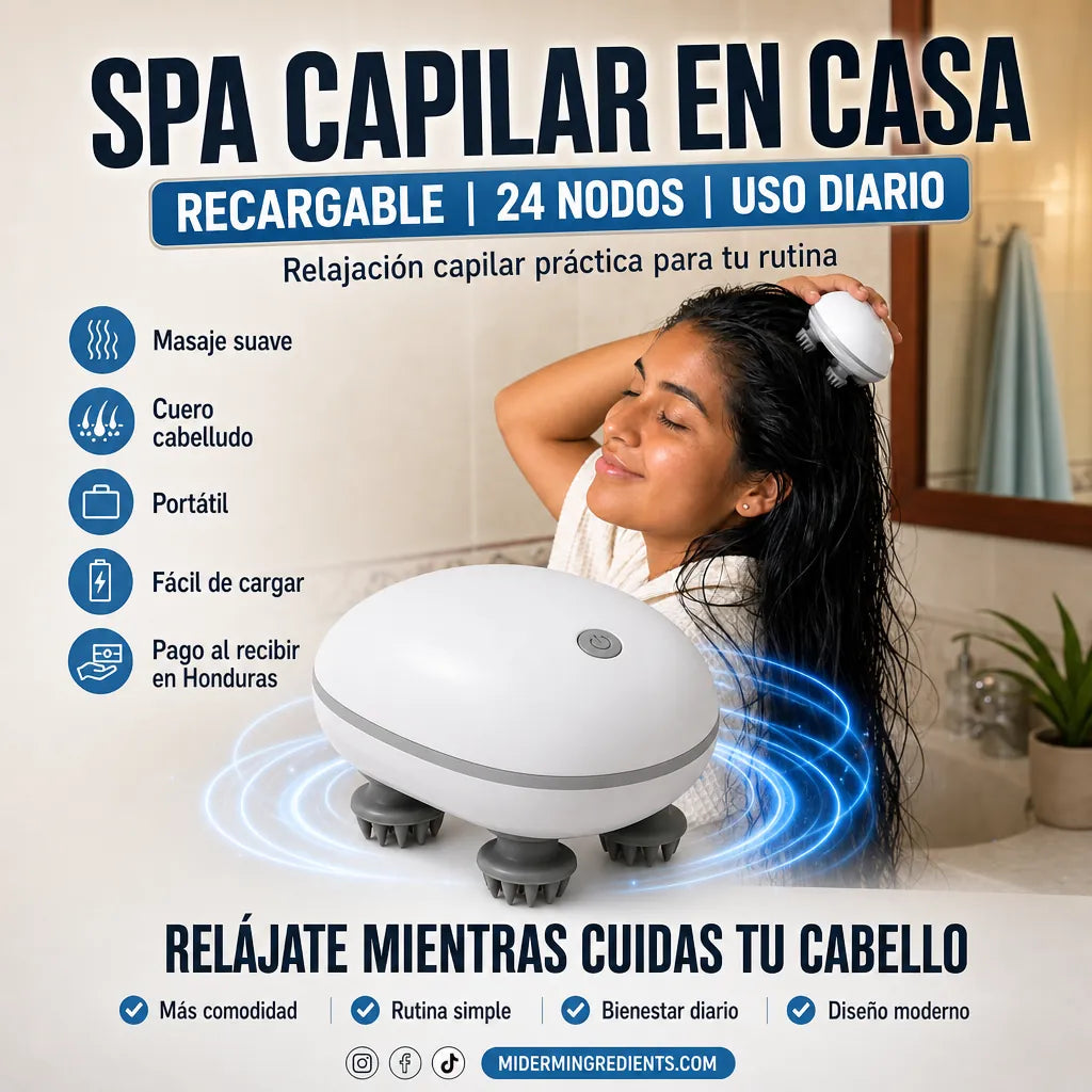 | Masajeador de Cuero Cabelludo | ScalpRelax Pro 24 Nodos de Masaje | Recargable | Pago al Recibir Honduras