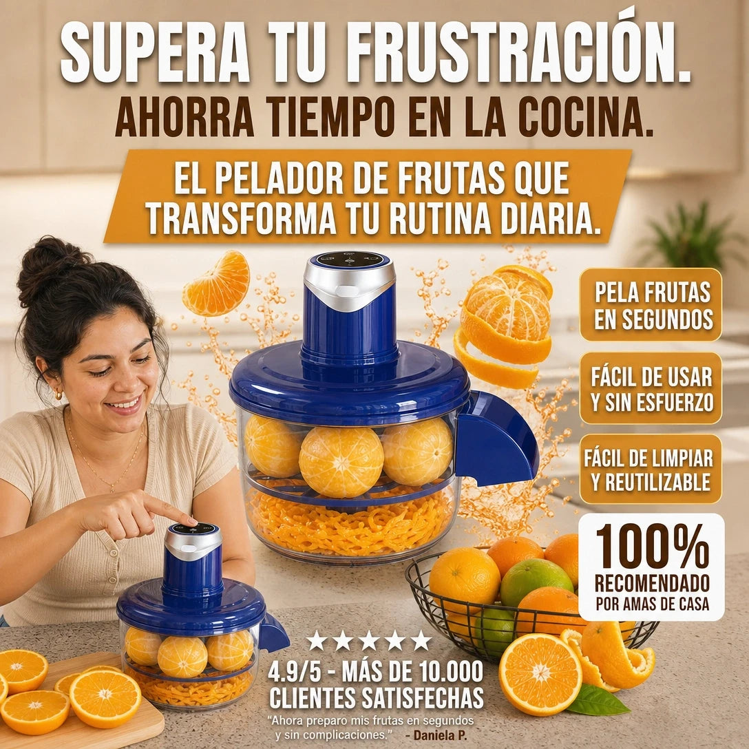 Pelador Eléctrico de Frutas PeelPro Auto 200W con Bowl de 2L y USB Tipo-C para Pelar Naranja, Mango, Papa y Más en Segundos | Pago al Recibir Honduras