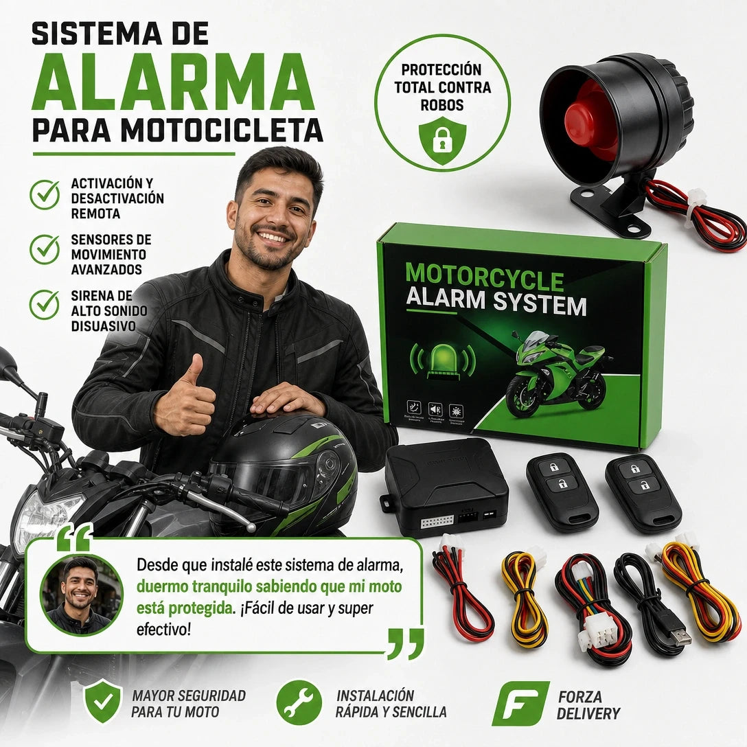 MotoGuard Pro 125dB | Sistema Alarma Antirrobo para Moto 12V | 2 Controles Remotos | Arranque Remoto | Sirena 125dB | Pago al Recibir Honduras