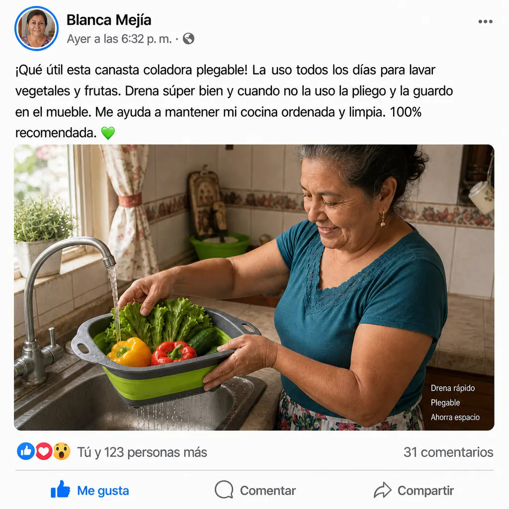 Escurridor Plegable para Cocina | Lava, Escurre y Guarda Fácil | Compacto y Práctico | Pago al Recibir Honduras