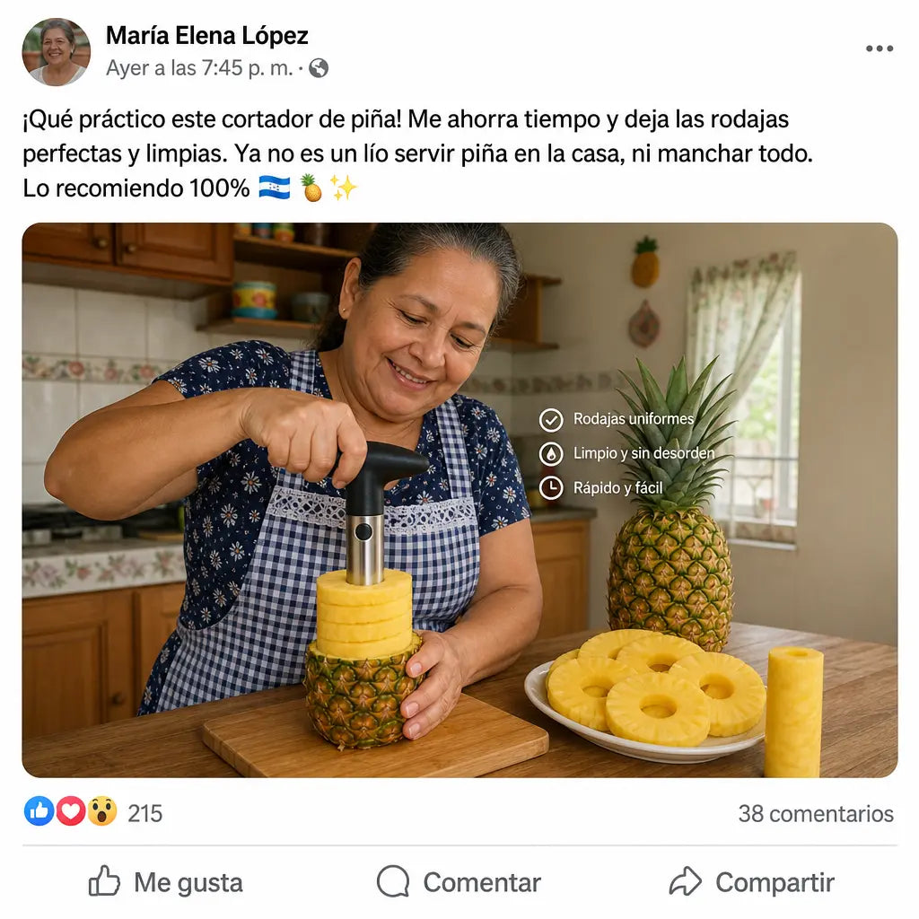 Cortador y Descorazonador de Piña Manual | Saca Rodajas Perfectas en Segundos | Fácil, Rápido y Práctico | Pago al Recibir Honduras