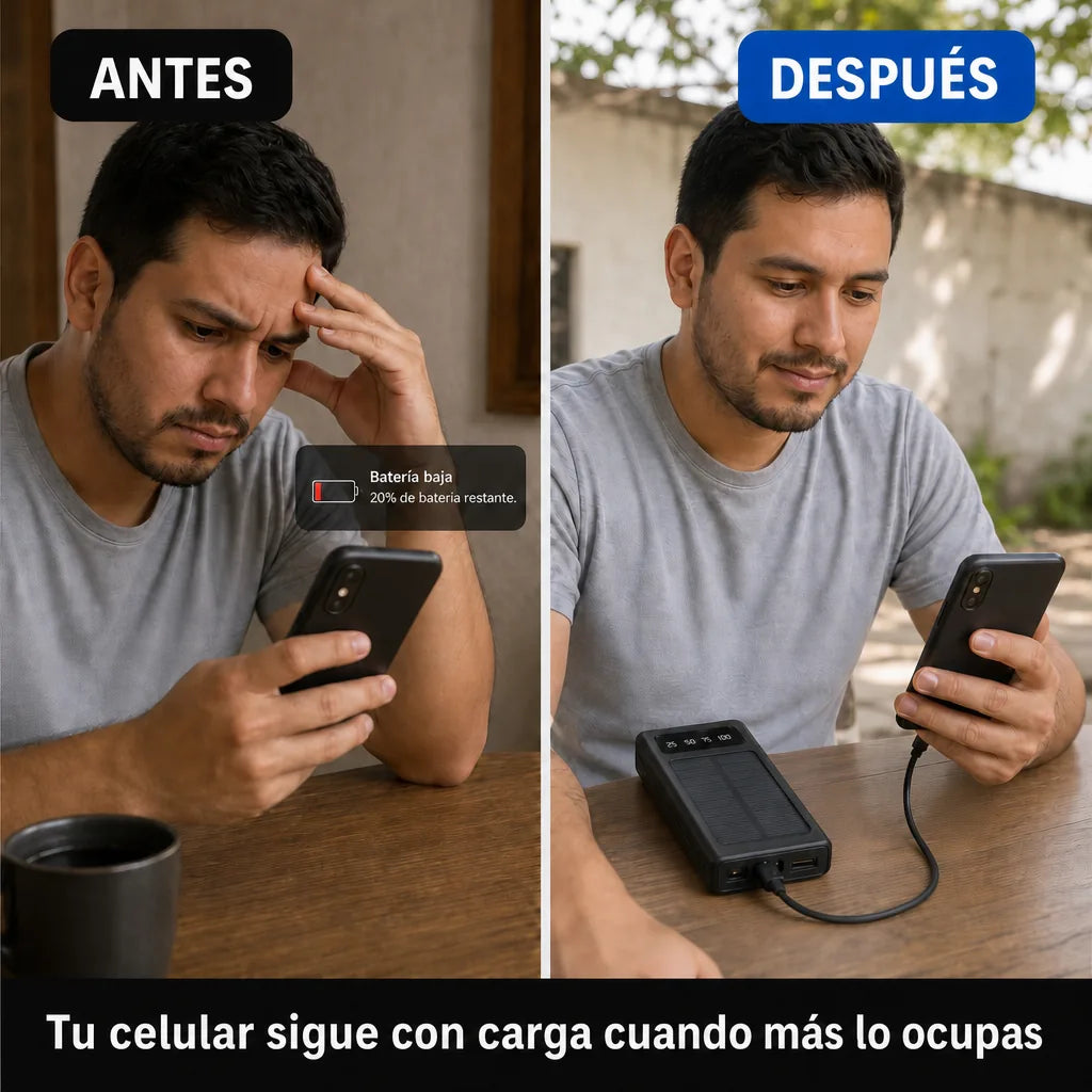 Power Bank Solar SolarCharge Pro 30000mAh con 4 Cables Integrados y Carga Rápida | Batería Externa Portátil para Celular | Pago al Recibir Honduras