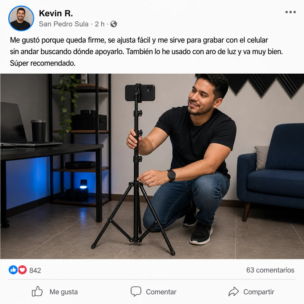 Trípode Telescópico Profesional Extensible para Celular, Cámara, Aro de Luz y Micrófono con Base Estable y Altura Ajustable | Pago al Recibir Honduras