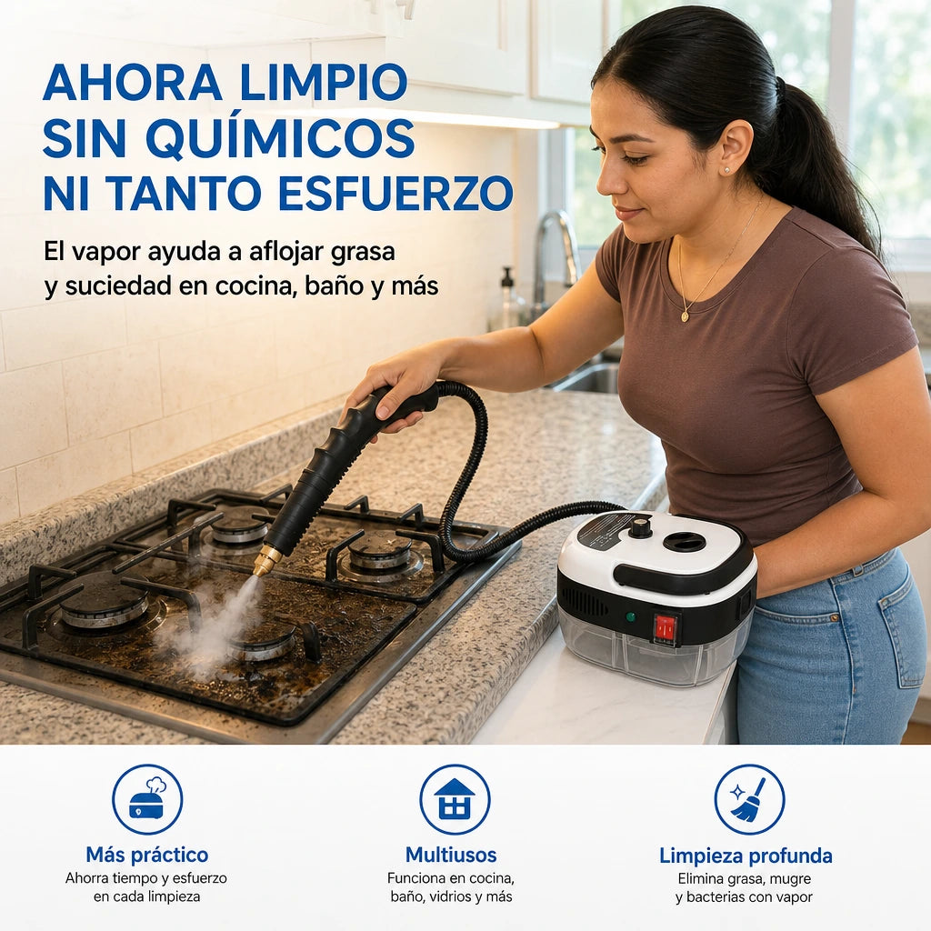 Limpiador a Vapor de Alta Temperatura VaporClean Pro 2500W sin Químicos para Limpiar Cocina, Aire Acondicionado y Más con Vapor Potente | Pago al Recibir Honduras