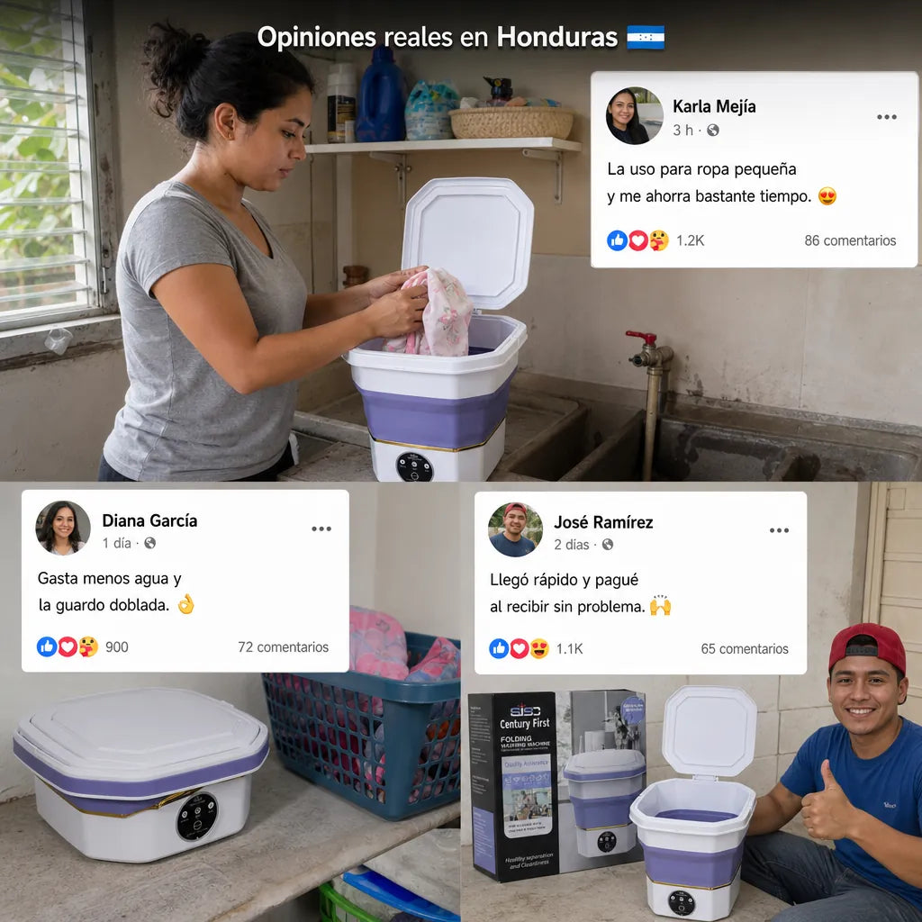 Mini Lavadora Plegable WashPod Mini | Lava tu Ropa en Minutos | Se Guarda Doblada | Ahorra Agua y Tiempo | Pago al Recibir Honduras
