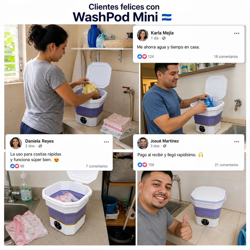 Mini Lavadora Plegable WashPod Mini | Lava tu Ropa en Minutos | Se Guarda Doblada | Ahorra Agua y Tiempo | Pago al Recibir Honduras